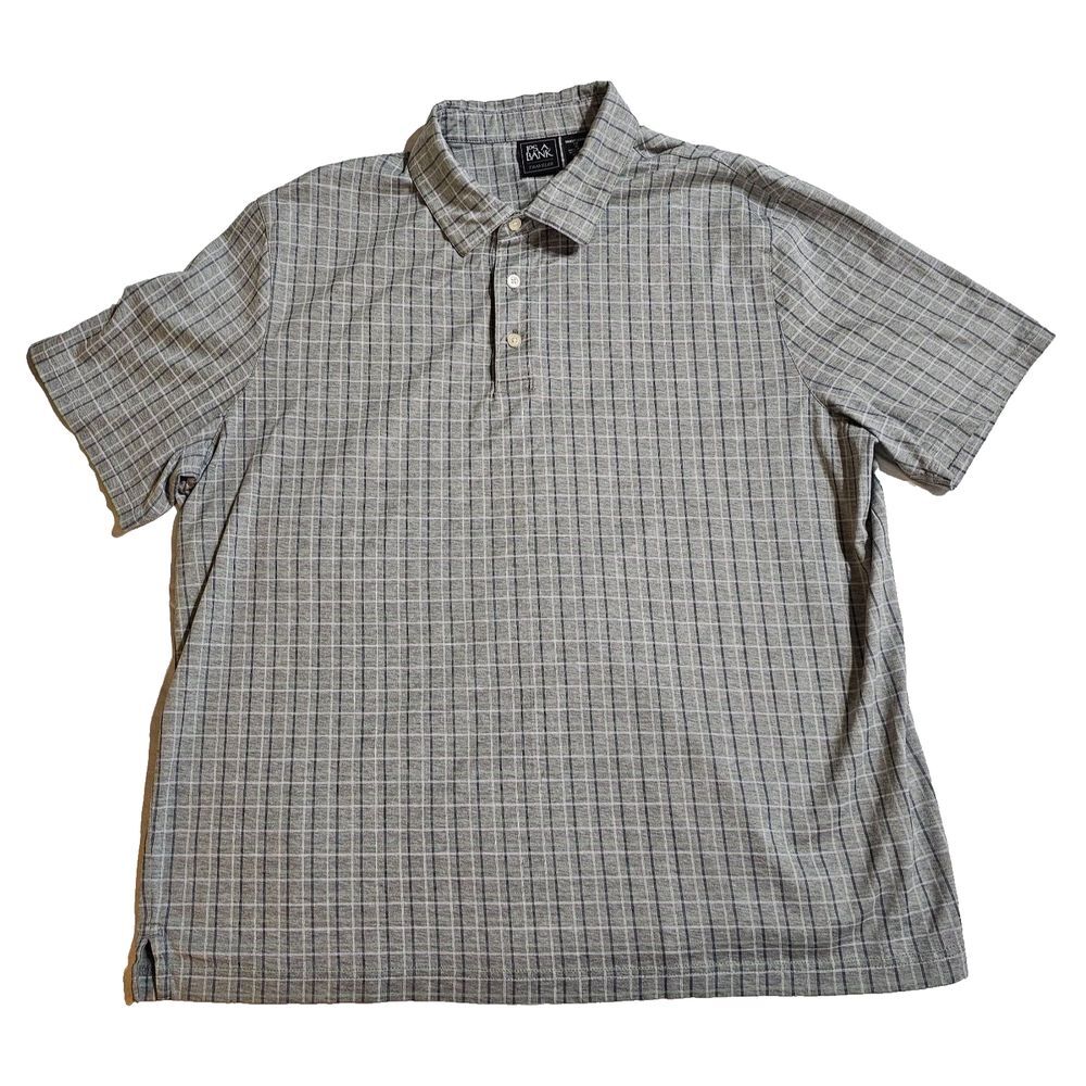 Jos A Bank Men's XL Polo SS Shirt Gray Geometric Traveler Cotton Traditional Fit